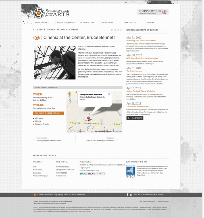 CMS Web Design for the Spingville Center for the Arts