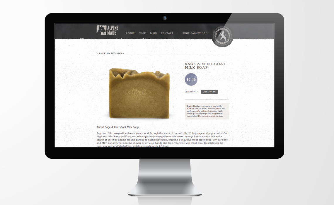 Alpine Made Goat Milk Soap E-commerce Web Design