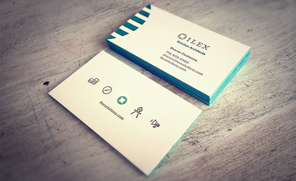 Ilex Consulting Letterpress Business Card Design by Typework Studio Logo Design Agency