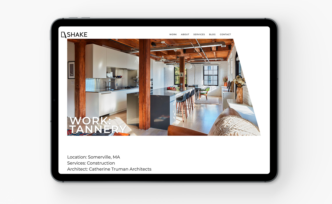 Shake Architecture Tablet Web Design